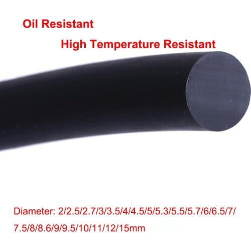 1/5 Meter Fluorine Rubber Solid Strip O-Ring Bar Seal Diameter 2/2.5/2.7/3/3.5/4/4.5/5/5.3/5.5/5.7/6/6.5/7-15mm Not Foaming Blac