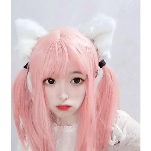 HOT Simulation Cat Ear Kemonomimi KC Hair hoop Lolita Headdress Soft Girl Plush Hair Clip Lovely Anime Cosplay Ears Clip Prop