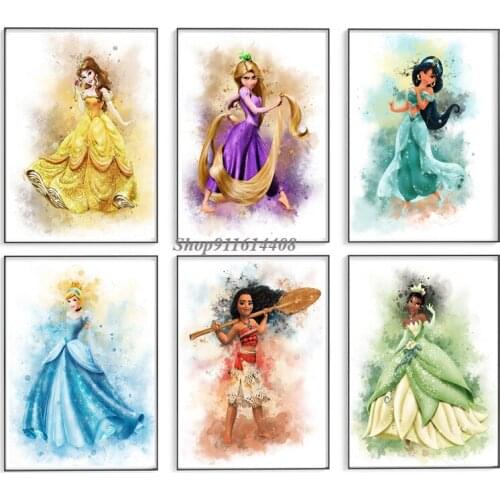 Canvas Painting Disney Classic Modern AnimeBeauty and The Beast Princess Posters Prints Wall Art Pictures Living Room Home Decor