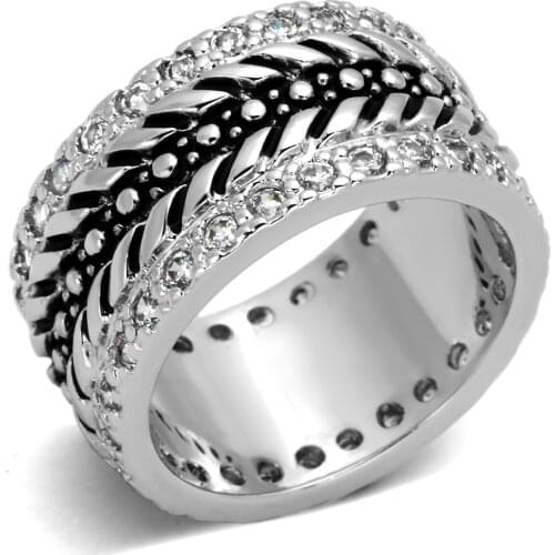Rhodium Brass Ring with AAA Grade CZ in Clear