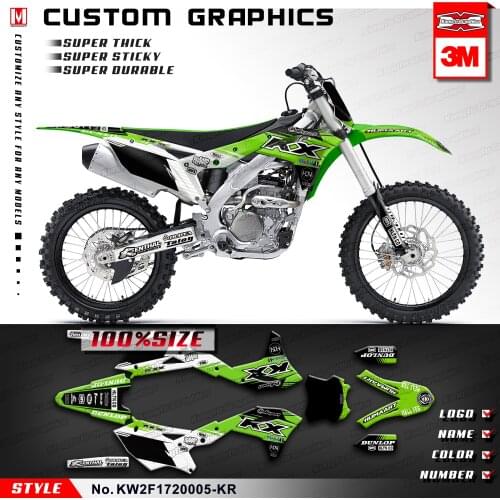 KUNGFU GRAPHICS Custom Stickers Racing Decals Kit for KX250F KXF 250 2017 2018 2019 2020, Green Black