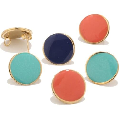 Newest 18MM mixed color Stainless Steel Ear Studs, Flat Round drawing Earring Post for Earring Finding