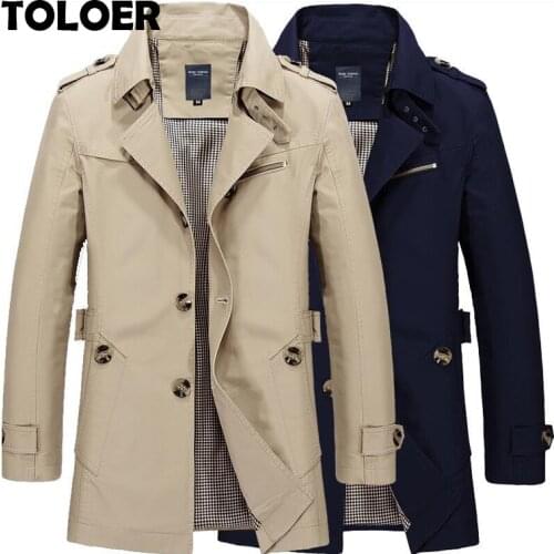 New Mens Business Jacket 2021 Fashion Autumn Men Long Cotton Windbreaker Jackets Overcoat Male Casual Winter Trench Outwear Coat