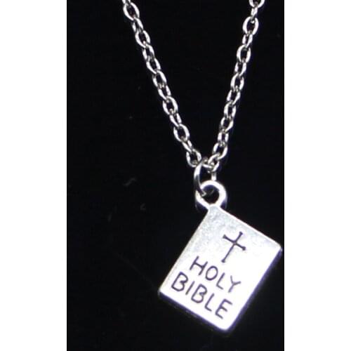 New Fashion Necklace 17x14mm book holy bible Pendants Short Long Women Men Colar Gift Jewelry Choker