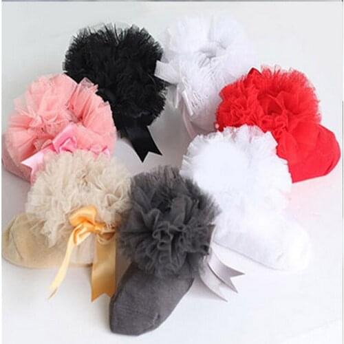 Autumn Infant Baby Girls Kids Princess Bowknot Lace Ruffle Frilly Trim Ankle Short Socks