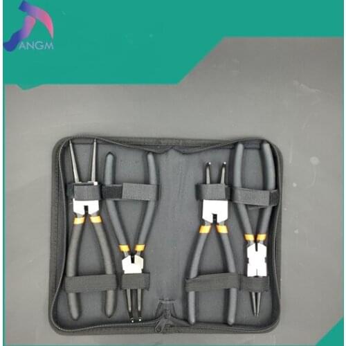 7" 4Pcs Portable Internal External Spring Bent Straight Snap Ring Disassembly Practical Circlip Pliers Set Home Crimp Tool