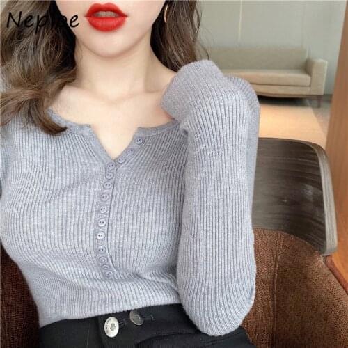 Neploe Comfortable Bottoming Solid Knitted Pullovers Women V-neck Long Long Sleeve Sweater Female Autumn Winter Knit Mujer Tops