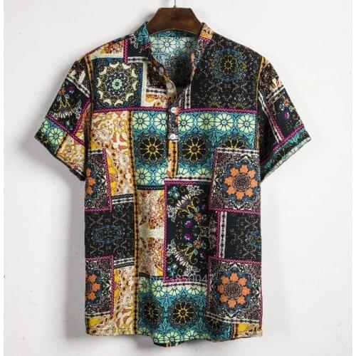 African Dashiki Print Dress Shirt Men Male Fashion Casual Streetwear Ethnic Club Sexy Short Sleeve Linen Summer Top Shirt Clothe