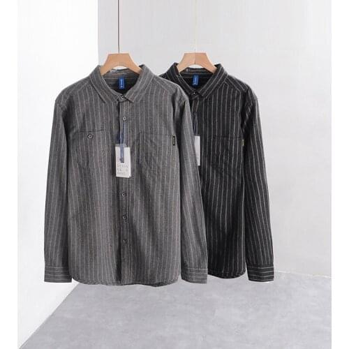 C306 Casual Stripe Shirts High Quality Clothing Fashion Spring Autumn Cotton Long Sleeve Slim Fit Square Collar Male Tops 3Xl