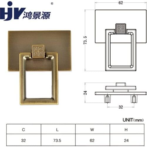HJY Antique Cabinet Pull Handle Knobs Vintage Furniture Handle Suitable for Kinds of Cupboard Door Zinc Alloy Handles Z443
