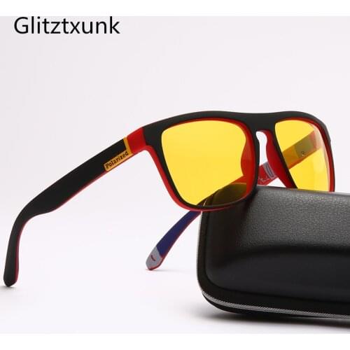 Glitztxunk Brand Night Vision Sunglasses Men Polarized New Square Retro Sun Glasses For Women Shades UV400 lentes de sol hombre