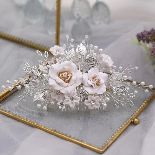 ZMHP320 Wedding Crystal Hair Combs Bridal Hair Clips Flower Hair Accessories Handmade Women Head Headbands for hair woman
