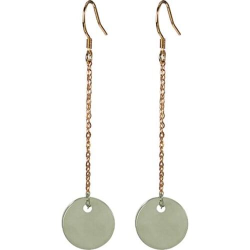 S925 sterling silver gold-plated Hetian gray jade earrings retro simple peace buckle womens ear hook earrings