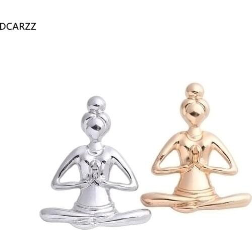 Yoga Girl Brooches Lotus Namaste Pin Metal Badge Feminine Medical Jewelry Ying-Yang Gift Doctor/Nurse Lapel Pins Wholesale