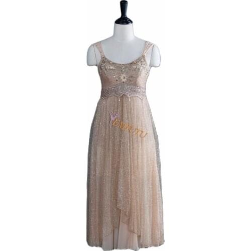 Women Gold Professional Ballet Long Dress Adult Ballet Stage Costume Cream Competition Performance Ballet Dance Attire