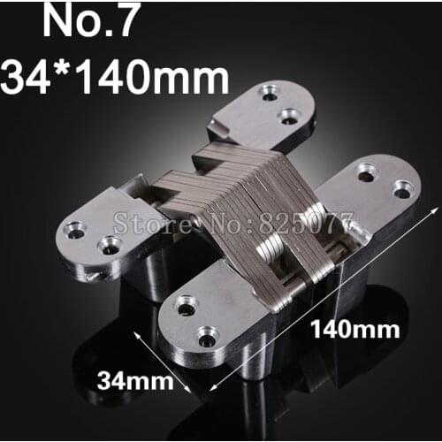 1PCS Hidden Hinges Size 34x140mm Bearing 60KG Invisible Concealed Cross Door Hinge Stainless Steel Hinge For Folding Door KF1064