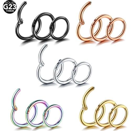 1PC ASTM-F136 Titanium Hinged Segment Nose Ring 14G 16G 18G Nipple Clicker Ear Cartilage Tragus Helix Lip Piercing Sexy Jewelry