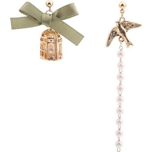 10 pair / lot fashion women jewelry accessories gold birdcage imitation pearl earrings