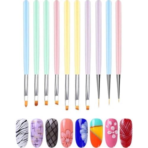 10Pcs/Set Nail Pen Set Easy to Use Graffiti Nylon Wool Nail Painting Brush Nail Art Kit Nails Art Accessories Manicure Tool