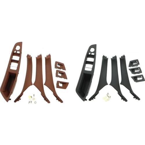 2 Pcs RHD Car Interior Door Handle Inner Door Panel Pull Trim Cover For -Bmw 5 Serie F10 F11 520 525 Red-Brown & Black