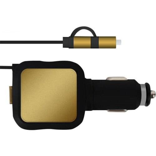 2 in 1 Retractable Car Charger Dual USB Power Adapter Charging for Mobile Phone Car Styling
