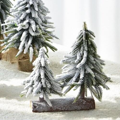 2020Christmas tree desktop window holiday decoration Christmas tree hemp flocking snow artificial simulation cedar potted plant