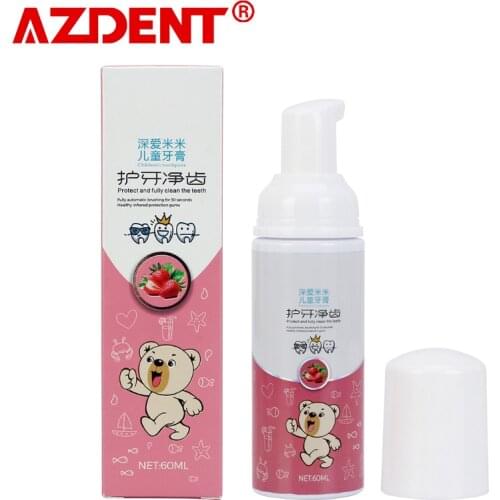 60ml Children Liquid Toothpaste Tooth Whitening Foam Strawberry Flavor for 360 Kids Toothbrush