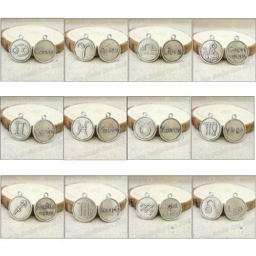 Free shipping! 84pcs Antique silver Charms constellations Pendant Fit Bracelets Necklace DIY Metal Jewelry Making