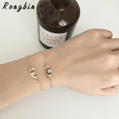 Europe Style Partners In Crime Letter Hearts Alloy Friendship Bracelets Jewelry Friendship Gifts To Best Friend