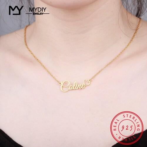 MYDIY Cursive Personalized Name High-end Necklace 925 Sterling Silver Pendant Gift Custom Love Mother Day Necklaces for Women