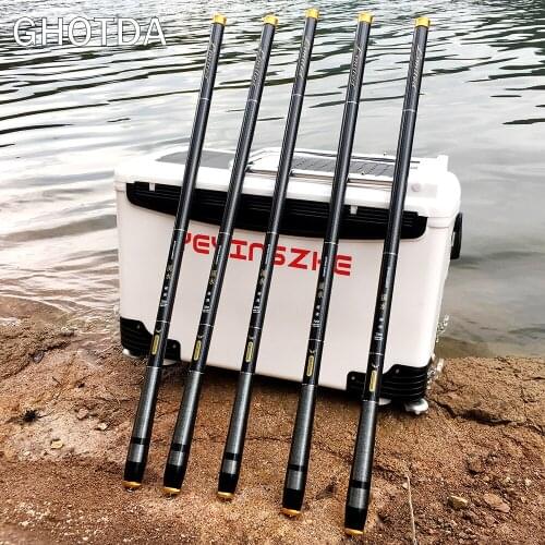 Black Stream Rod Fishing Rod Carbon Fiber Telescopic Fishing Rod 3.6M-7.2M Travel Carp Rod Super Light Hard