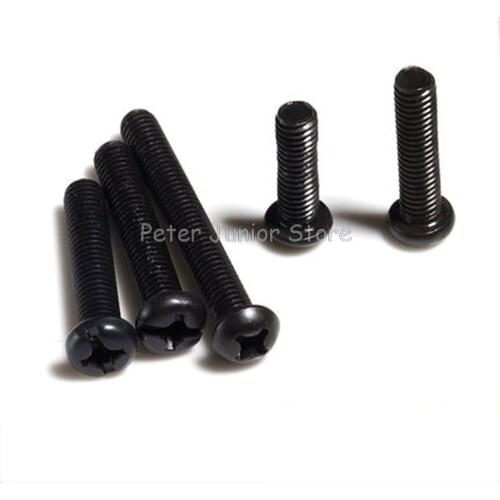100Pcs Black Electronic Digital Screw M2 M2.5 M3 Pan Head Screws Round Machine Screws Kit PC Computer Teeth Hardened GMN