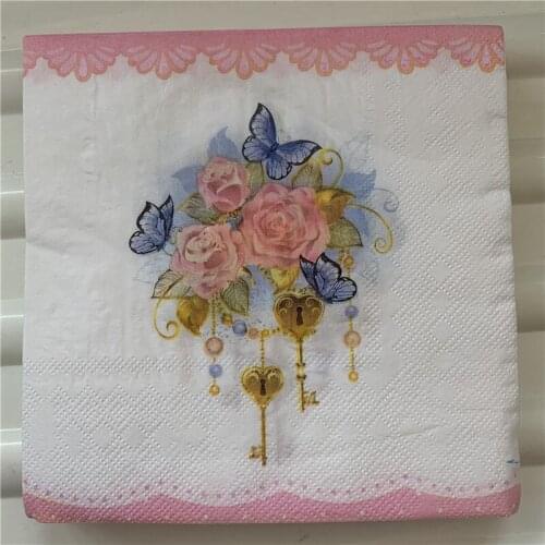 Decoupage wedding elegant tissue napkins paper butterfly flower rose handkerchief beautiful serviette birthday party cocktail