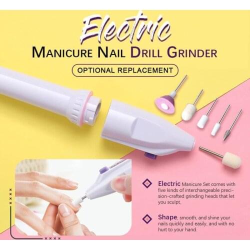 1 Set Electric Sander With 5 Nail Polish Heads Plastic Portable Simple Nail Model Tools Mini Nail Polish Tester Dropshipping