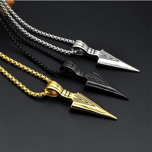 Matte Black/Gold/Silver Color Long Necklace with Arrow Pendant Jewelry Chain Hip Hop Punk Rock Christmas Gift for Men Women