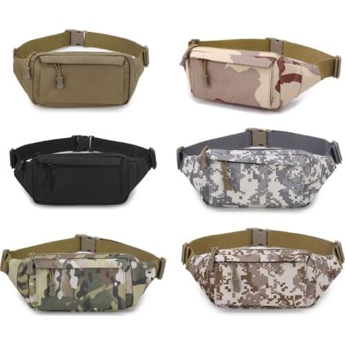 Men Fanny Pack Chest Shoulder Bag with 3 Pockets Nylon Minitary Waist Bag LX9F