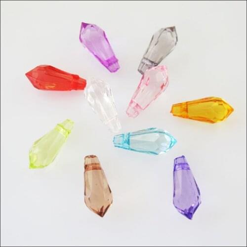 New 200Pcs Mixed Plastic Acrylic Clear Teardrop Charms Pendants 5x12mm
