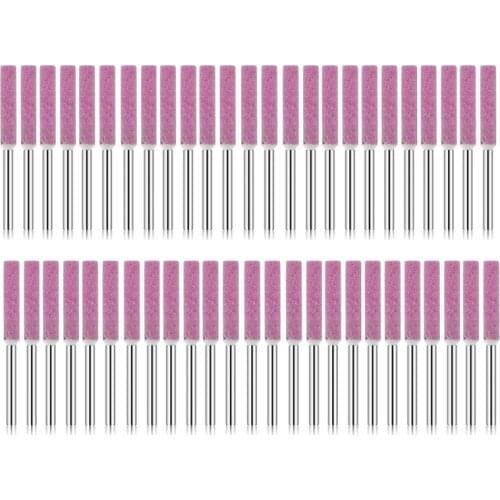 50 Pieces Burr Grinding Stone File,Polishing Grinding Tool Grinding Bits for Chainsaw Sharpener, 0.16 Inch/ 4 mm