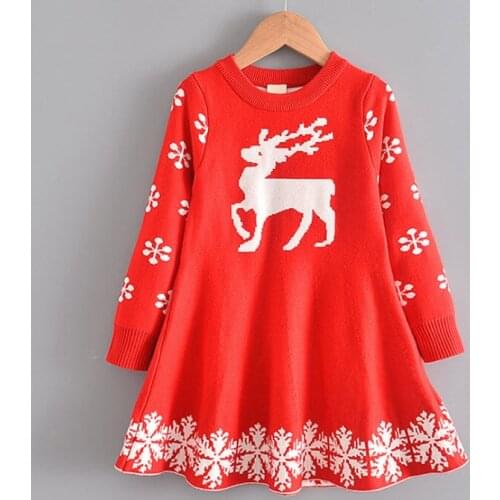 Girls sweater dress Cartoon soft sweater dress Warm and Comfortable Winter dress for kids New Year Gift
