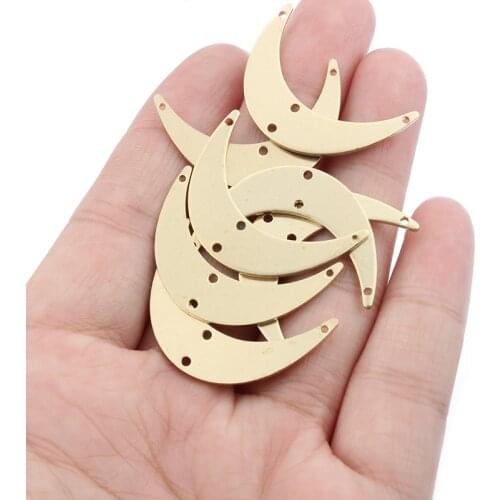 20pcs Raw Brass Moon Shape Charms Pendant Connector Statement DIY Necklace Bracelet Jewelry Making Material