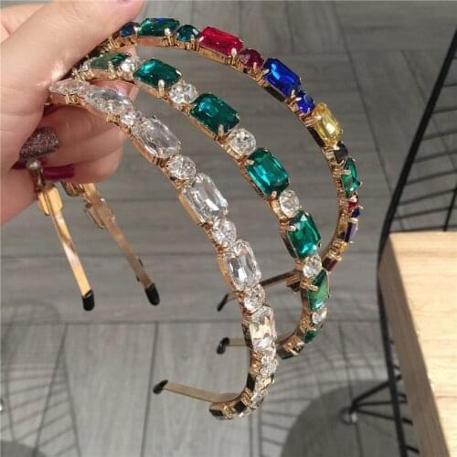 Baroque Women Headband Makeup Hairbands Headbands For Women Girls Geometric Crystal Rhinestone Hair Accessories Wedding Jewelry