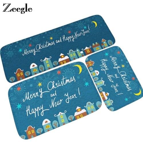 Zeegle Christmas Floor Mat Entrance Door Mat Bathroom Carpet Doormats Decor Non-slip Kitchen Bath Rug Home Decor