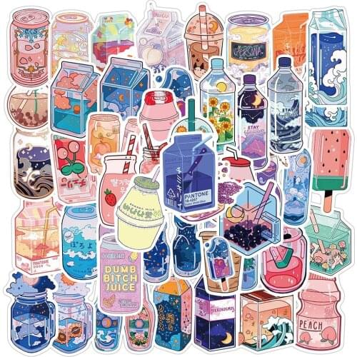 10/30/50PCS INS Style Cute Drink Cartoon Stickers Laptop Guitar Luggage Fridge Waterproof Graffiti Sticker Decal Kid Classic Toy
