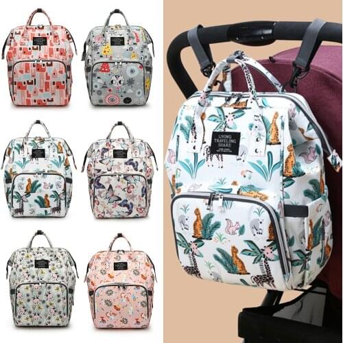Fashion cartoon Animal Printing Oxford Cloth Large Capacity Mummy Bag Nappy Bag for Baby Care Outdoor Travel Diaper Stroller Bag