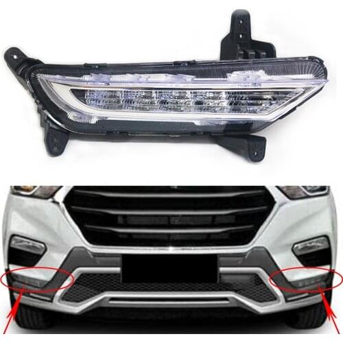 LED Day Light For Hyundai IX25 2017 2018 2019 Fog Lamp Car Front Bumper Grille Signal Lamp Driving Fog Lights Assembly