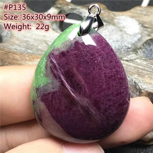 Top Natural Ruby Zoisite Tumbled Pendant Jewelry For Women Men Healing Luck 36x30x9mm Beads Crystal Stone Silver Gemstone AAAAA