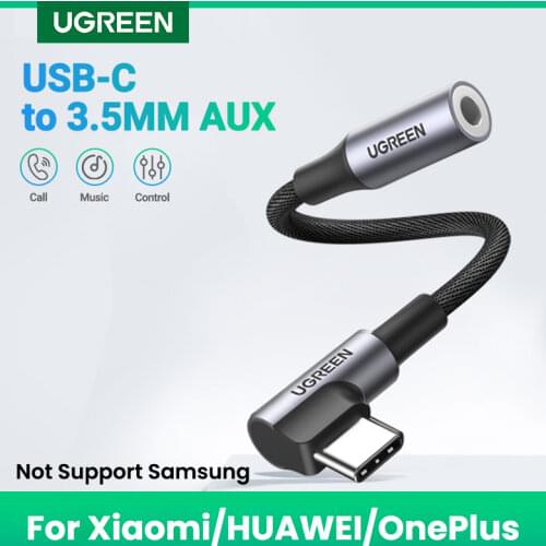 UGREEN 90 Degree Gaming Type C 3.5 Jack Earphone USB C to 3.5mm AUX Headphones Adapter Audio cable For Huawei P40 mate 20