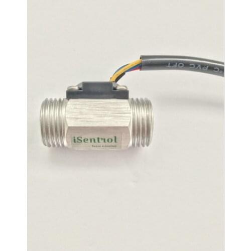 USS-HS21TIT Stainless Steel 304 Hall Effect Water Flow Sensor 1-30L/M G1/2" Turbine Flowmeter with NTC50K Temperautre Sensor