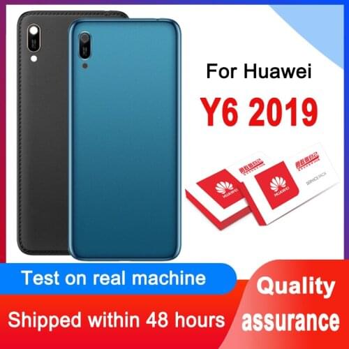 High Quality Back Housing Replacement For Huawei Y6 2019 Back Cover Battery Glass With Adhesive Sticker For Y6 2019 Rear Cover