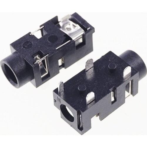 100 PCS 3.5 mm Audio Jack TRS 4 Pins 3 Poles Phone Plug 14.0mm Length Stereo Through Holes Right Angle 1 internal Switch